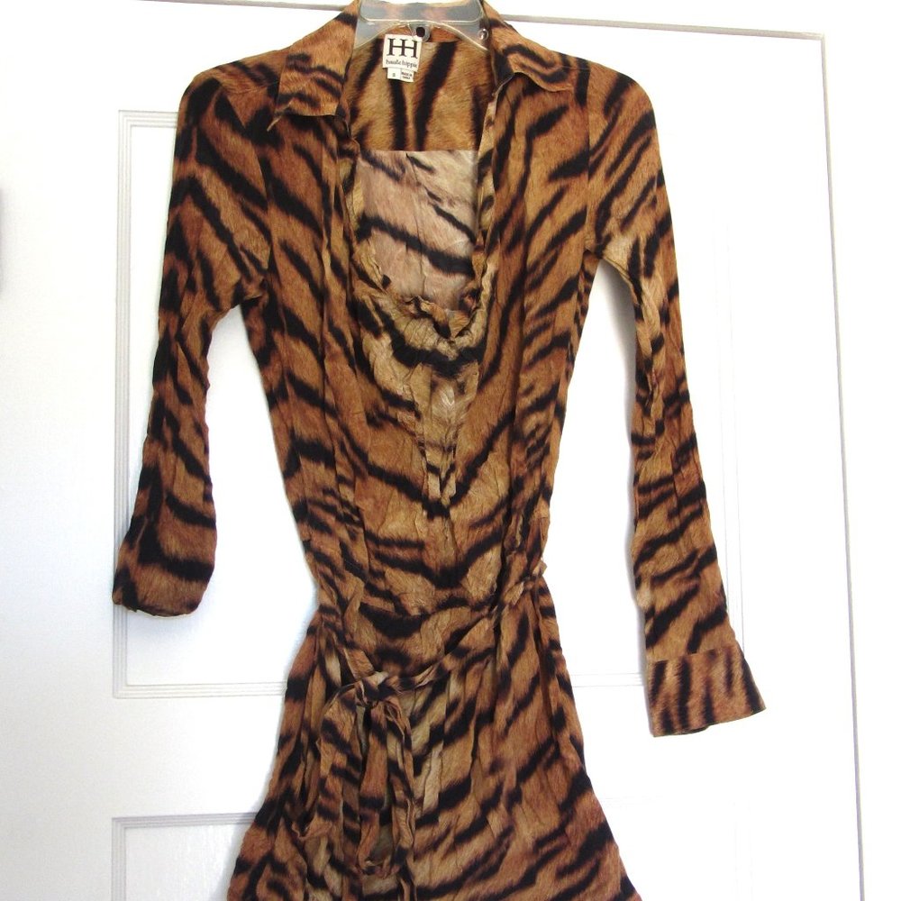 Haute Hippie Tiger Mini Dress, 100% Silk, Size Small